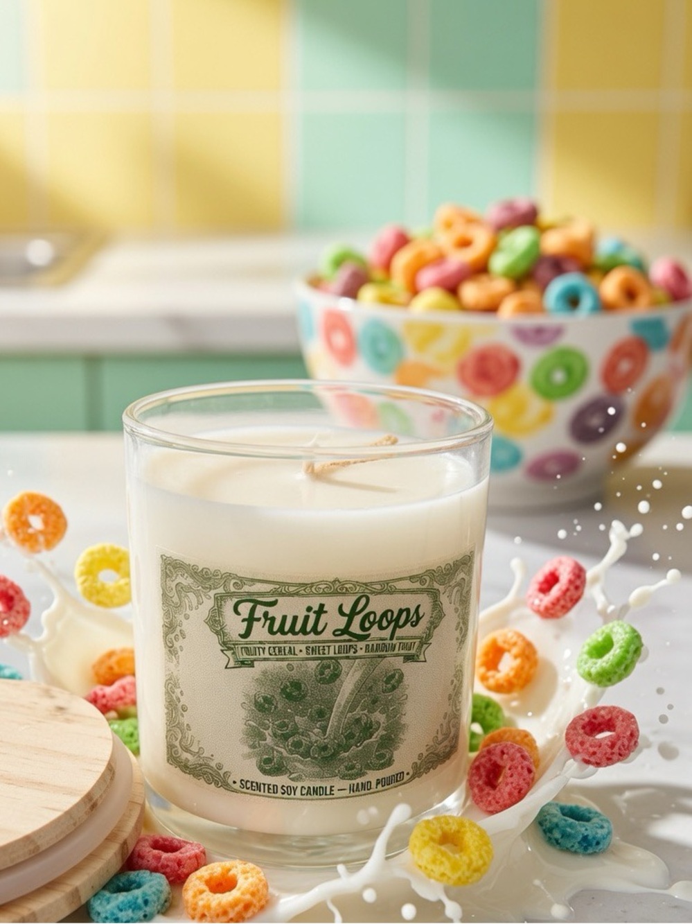 9oz Fruit Loops Candle | Sweet Citrus Soy Wax Candle - Picture 2 of 2